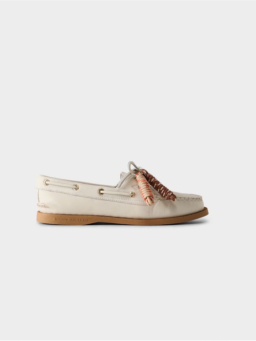 Aritzia Sperry collab Women's Cream Leather Boat shoes with Tassel Detail